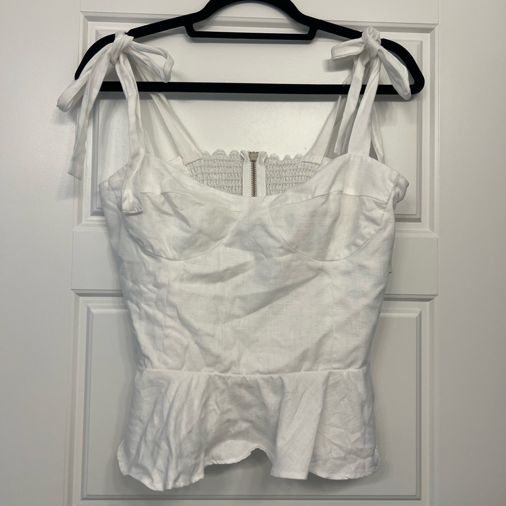 Reformation | Linen Peplum Top